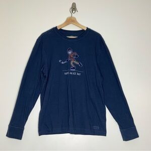 Life is Good (Have a Ice Day) Long Sleeve-Tee. Blue. Size Medium.